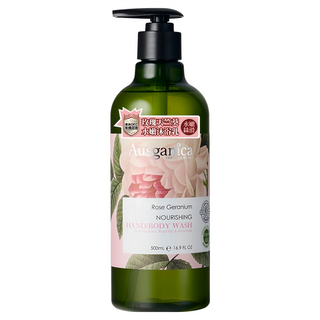 Ausganica 玫瑰天竺葵水嫩沐浴乳 500ml｜有機植萃、保濕滋潤、溫和潔淨, 1瓶