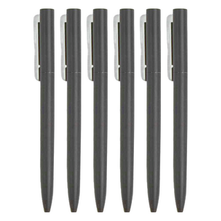 Suander.St 金屬典雅旋轉中性筆 - 黑曜石, 黑桿, 6支