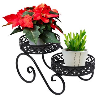 京太陽 高盤款 鐵藝圓形花架, 52 x 27 x 25cm, 黑色, 1個