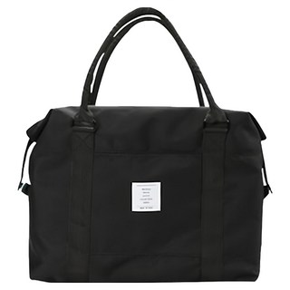 葉子小舖 簡約帆布旅行袋 手提肩背兩用 防水耐用, 黑色, 42 x 40 x 12cm, 1個