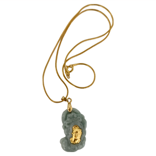 富貴如意玉鑲金貔貅項鍊, A貨翡翠, 1條