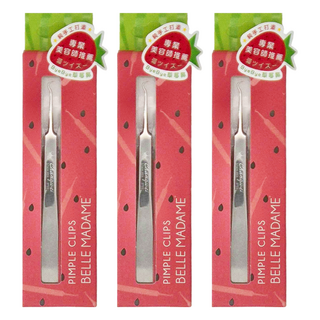 BELLE MADAME 貝麗瑪丹 再見草莓粉刺夾 超高密合度 超尖細弧勾, 0074, 3支