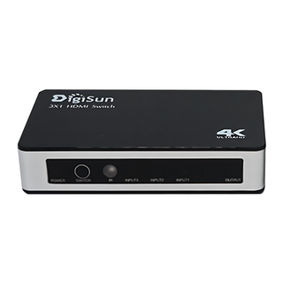 DigiSun 得揚 VH731Z 4K2K HDMI 三個一出影音切換器, 自動偵測HDMI訊號, 支援多種音訊格式, 鋼琴烤漆外觀, 單色, 1個