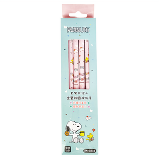 PEANUTS 史努比 2B圓桿鉛筆 17.7 x 0.7cm 12支, 甜點款 粉紅色, 1盒