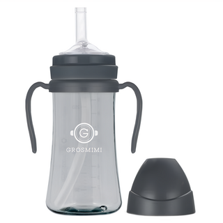 Grosmimi PPSU 材質吸管杯, 6個月以上適用, 300ml, 炭灰色, 1個