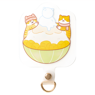 ekax 果凍造型手機掛繩夾片 TPU材質 尺寸7x6.5 ±1cm, 芒果雪貓冰 多色, 1個