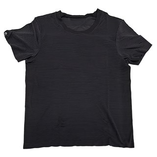 CHEAUCHI 巧奇 COOL涼T 女款 條紋短袖排汗休閒上衣, L, 經典黑