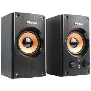 infotec 英富達 2.0聲道USB二件式木質喇叭，580瓦，USB供電，INF-SP-RX8, 黑橘