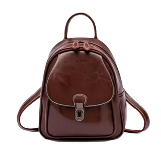 女款真皮油蠟牛皮小型雙肩包 手提/肩背/後背, 咖啡色, 27 x 22 x 9.5cm