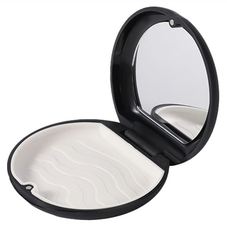 隱形牙套盒/維持器收納盒/攜帶牙套盒/假牙盒 磁吸款 附鏡子 隱適美專用 黑色, 1個