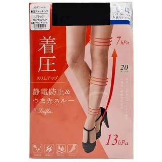 m&m日本職人 黑色壓力絲襪 L-LL 尺寸，舒適耐穿，展現纖細美腿, 1入