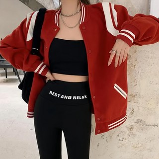 毛棒球外套, 肩寬58cm 胸寬60cm 全長70cm 袖長52cm, 紅白色