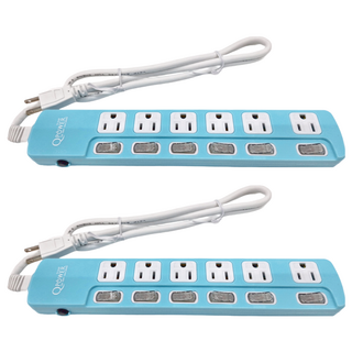 Tyson 太順電業 QPOWER 3孔6開6插 延長線插座 TS-366B 1.2M/4R, 1.2m, 碧藍色, 2個