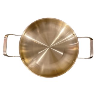 電磁爐適用 雙耳部隊鍋 24cm 金色 加熱快速均勻, 1個