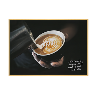 只要一杯咖啡 PS環保簡框畫, 木色框
