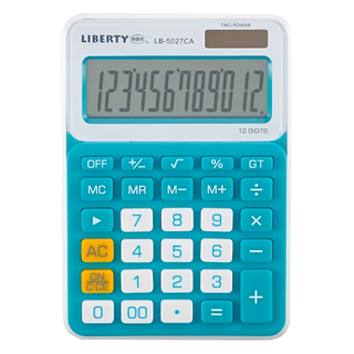 LIBERTY 利百代 12位元計算機，太陽能與電池雙重供電，運送符號顯示，大型液晶螢幕，清晰易讀, 藍色, 1台
