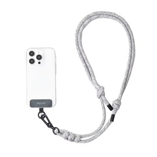 ergomi Knot 編織手機掛繩夾片組 可調節長度 40cm~75cm 455-805mm, 麻花灰, 1組