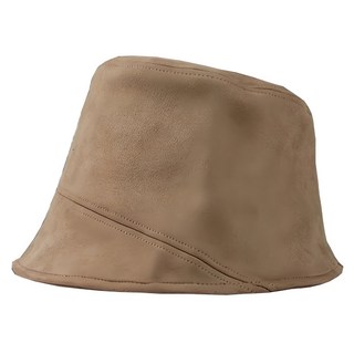 歐逆款麂皮絨小臉漁夫帽, 卡其色, 帽簷6cm x 帽圍53-58cm x 帽深11cm