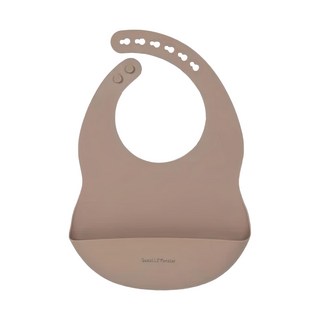 Sweet Lil' Monster 怪獸寶貝 矽膠防水圍兜 咖啡色 學齡前寶寶用餐好幫手 抗髒汙好清潔 柔軟可折疊 方便外出攜帶, 1入, 1件
