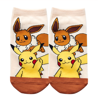 ONEDER 旺達棉品 寶可夢直版襪, 皮卡丘 伊布圖案, 1組