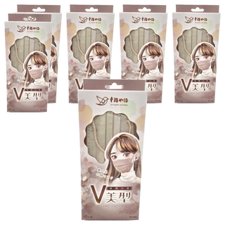 明基健康生活 幸福物語 V美型醫療口罩, 燕麥奶茶, 10片, 6盒