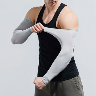 PORA BELLA 男女款運動戶外防曬輕薄高彈冰涼袖套 UVS011, 2組, 灰色