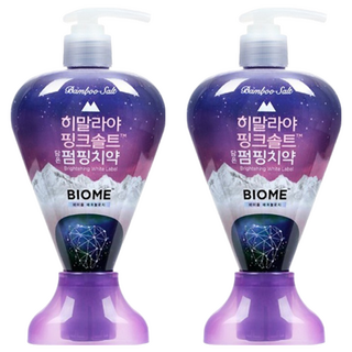 BAMBOO SALT 竹鹽 BIOME雙效 喜馬拉雅粉晶鹽牙膏 按壓式設計 韓國進口, 285g, 2瓶