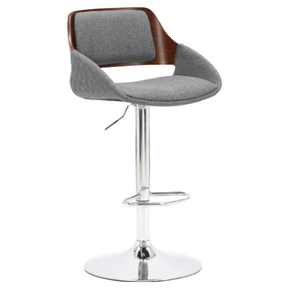 E-home Nat納特布面曲木可調高吧檯椅 時尚吧檯椅, 深灰色, 1個
