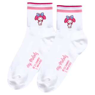 ONEDER 旺達棉品 美樂蒂少女襪, 白色, 含棉52%, 22~26, 條紋