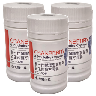 大醫生技 蔓越莓益生菌複方膠囊, 30顆, 3罐