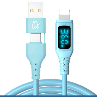 PICKOGEN 皮克全 36W快充二合一充電線 Type-C/USB-A TO Lightning PD充電傳輸線 支援iPhone/iPad快充, 1.8m, 藍色, 1條