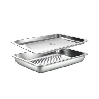 WAGENSTEIGER 無研磨劑波浪不鏽鋼方形烤盤, 1組, 盤子+托盤