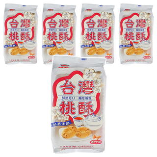 逢國食品 台灣杏仁桃酥 酥脆可口 越吃越香, 180g, 5包