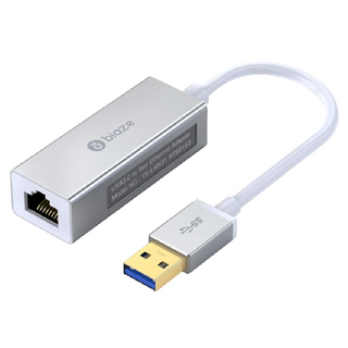 畢亞茲 USB3.0轉 RJ45網口 鋁合金外殼 RTL8153B芯片 10/100/1000Mbps網絡標準, 金屬灰, 1個