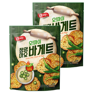 O my food 歐邁福 法式麵包餅乾 青陽辣椒美乃滋口味, 嗆辣順口酥脆好吃, 300g, 2包
