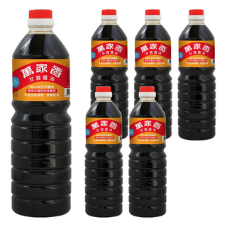 萬家香 甘露醬油 100%純天然釀造 使用非基因改造黃豆 不添加防腐劑、焦糖色素, 1L, 6瓶
