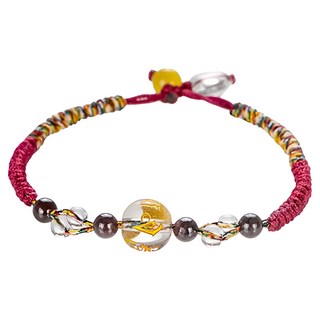 馥瑰馨盛 祈願平安手工五色線手鍊，白水晶，圓珠10mm，手圍16-16.5cm