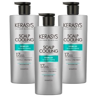 KERASYS 可瑞絲 胺基酸去屑洗髮精 控油勁涼 600ml 含17種胺基酸 蛋白質 薄荷葉萃取 頭皮深層清潔, 3瓶