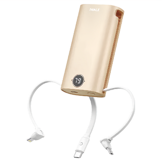 Iwalk PowerSquid 自帶線行動電源 DBL10000S 9000mAh 18W雙向快充, 奶茶棕