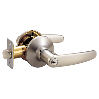 水平房門鎖 孔徑54mm喇叭鎖孔適用安裝 附三支鎖匙 不銹鋼 適用門厚30mm-42mm 通用左右不分邊, 磨砂銀, 1組