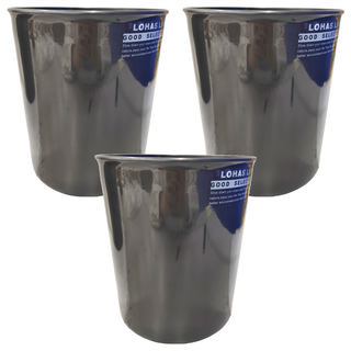 生活King 無蓋垃圾桶 6.8公升 - 黑色/白色/桃紅色, 21.5 x 21.5 x 24cm, 炫光黑色, 3個