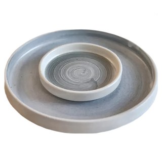 美濃燒 日本 ECRU 小碟, 陶瓷, 白色/白藍色, 直徑8.7x1.5cm, 適用於微波爐、洗碗機、烤碗機, 1個