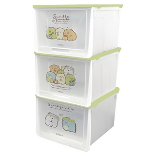 收納王妃 角落生物 滑蓋式防塵收納鞋盒 33 x 26.5 x 21.5cm 3個, 透明色 + 綠色, 1組