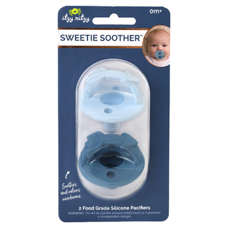 itzy ritzy 造型矽膠安撫奶嘴組 Set 2個, SWEETIE SOOTHER, 食品級矽膠, 0m+適用, 0個月, 午夜藍