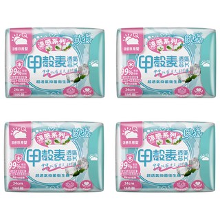 歐拉公主 超透氣甲殼素抑菌衛生棉 涼感日用型, 4包, 10片, 24cm