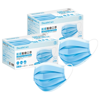 Graminton 鉅瑋 成人平面醫療口罩, 晴空藍, 50片, 2盒