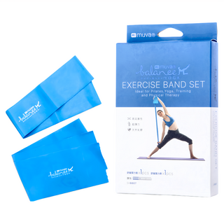 muva 瑜珈美舒展彈力組，全身體態伸展，提升柔韌性，肩頸舒緩，高彈力設計, 彈力環90 x 7.5cm 彈力帶120 x 15cm, 碧藍重量級, 1組