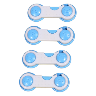 葉子小舖 兒童防護 櫃子防開啟安心鎖, 4個, 藍色 + 白色