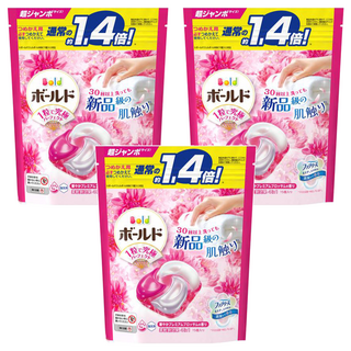 Bold 日本原裝進口 4in1 抗皺4D洗衣球補充裝 優雅花香 粉色, 3袋, 15顆