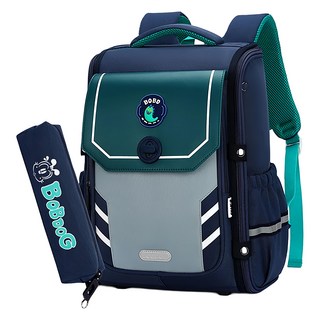 Kori Deer 可莉鹿 撞色超輕減壓護脊書包附筆袋-1-4年級, 1入, 綠色, 33 x 18 x 40cm